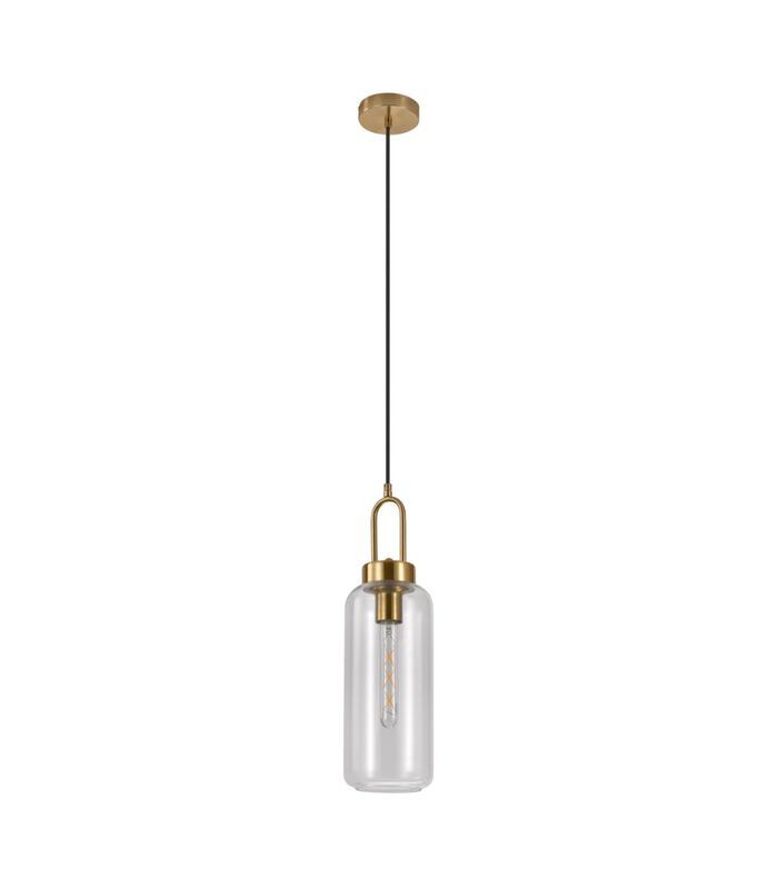 Pendant - Hanglamp - cilinder - helder glas - koper - 1 lichtpunt image number 0