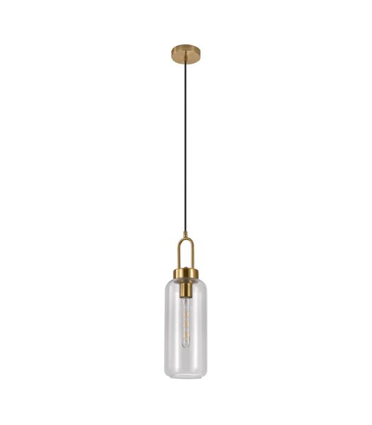 Pendant - Hanglamp - cilinder - helder glas - koper - 1 lichtpunt