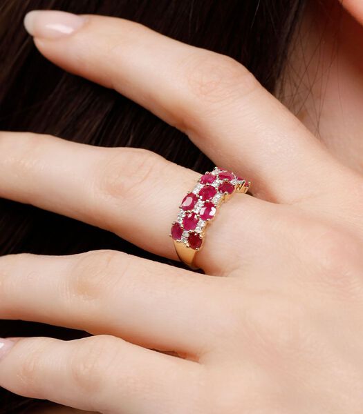 Ring "Fleurs du Japon Rubis" Geel Goud en Diamanten