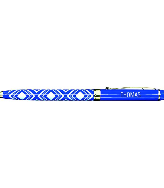 Fijne pen in gelakt metaal blauw - Thomas image number 0