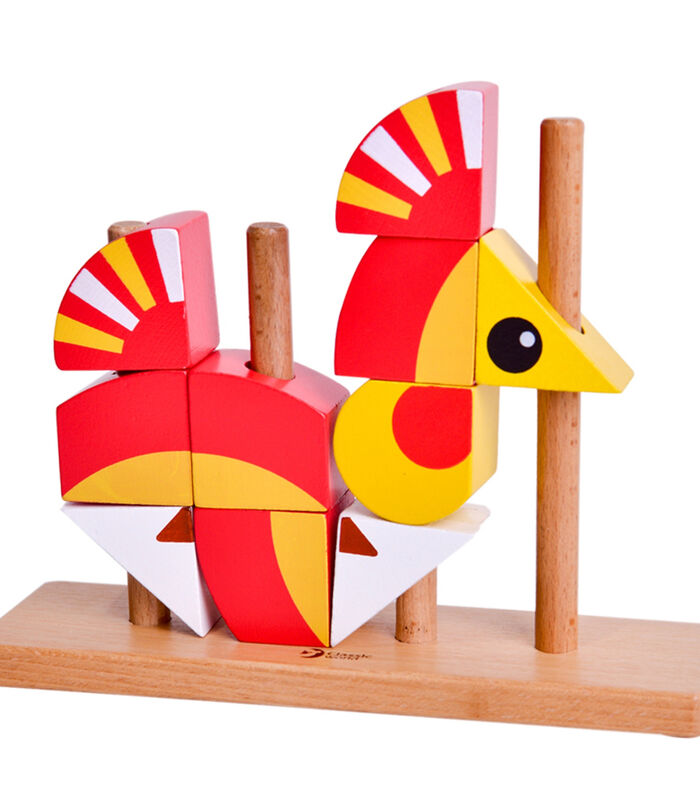 Babyspeelgoed Verticale houten puzzel Leeuw image number 2