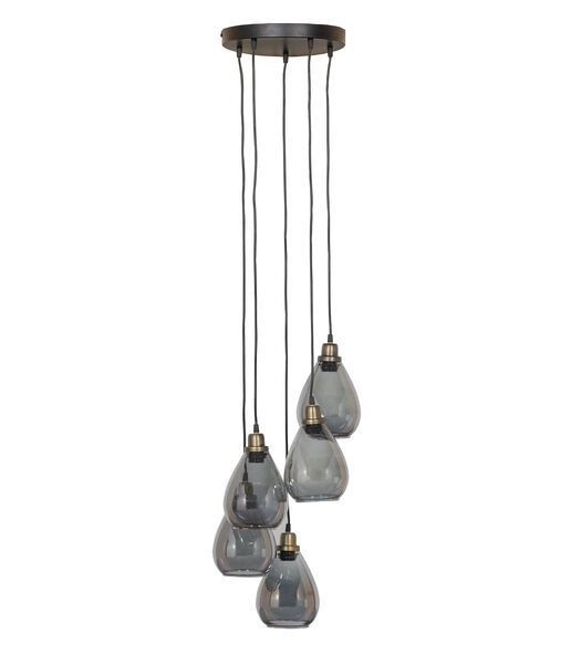 Lampe à suspension - Verre - Noir - 147x40x40 cm - Waterfall