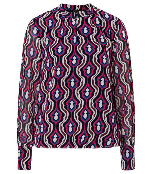 Chiffon blouse met grafische retroprint