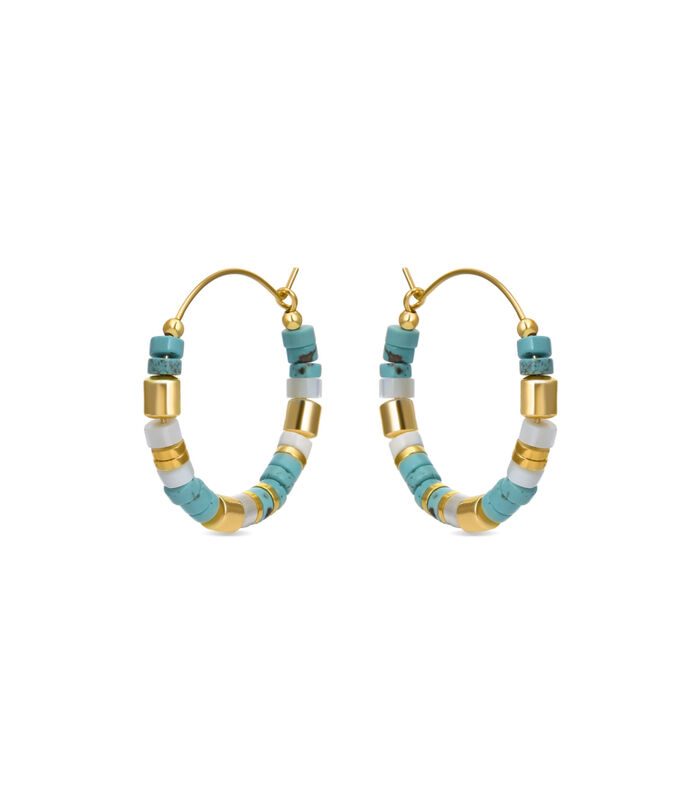 Boucles d'oreilles, Ihun en argent 925 et Turquoise plaqué or jaune 18 carats image number 1