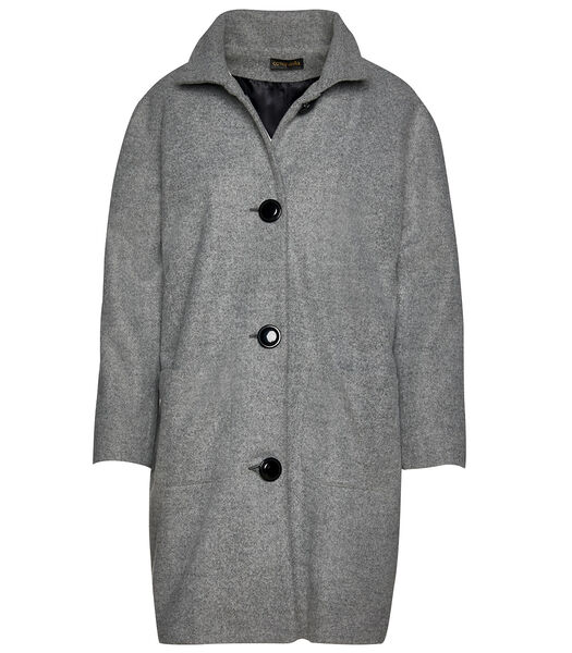 Manteau gris en laine à col montant par Conquista Fashion