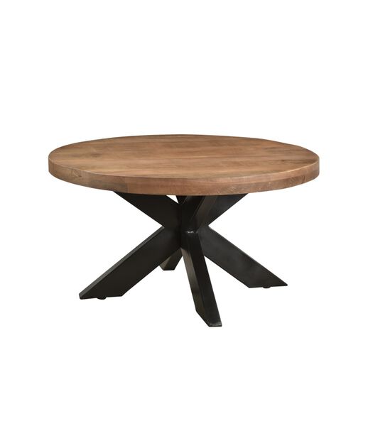 Omerta - Table basse - ronde 80cm - manguier - naturel - pied araignée en acier - laqué noir