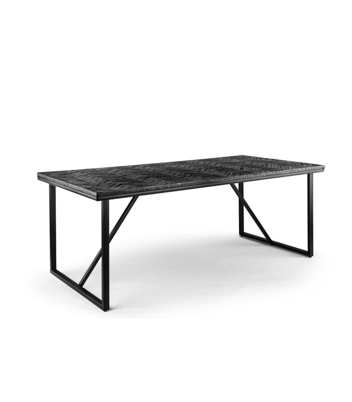 Herringbone - Eettafel - zwart - visgraat parket - metalen frame - rechthoek - 160x90 image number 0