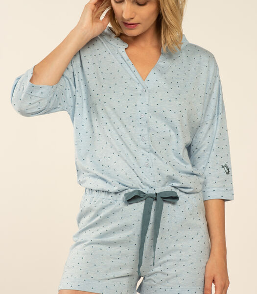 Pyjama korte mouwen korte broek doorknoop PRUE