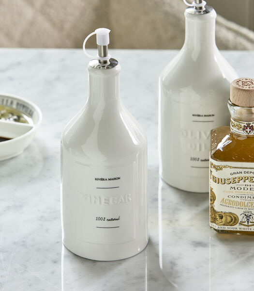 RM Capri Azijnfles Wit - met schenktuit fles voor azijn