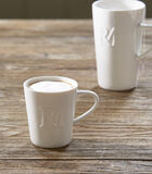 Koffiemok wit, Mok met oor 230 ml - RM Monogram Coffee Mug - Porselein image number 1