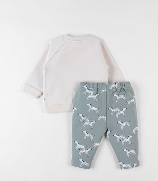 Zebra sweatshirt + joggingbroek set, vanilla/eucalyptus