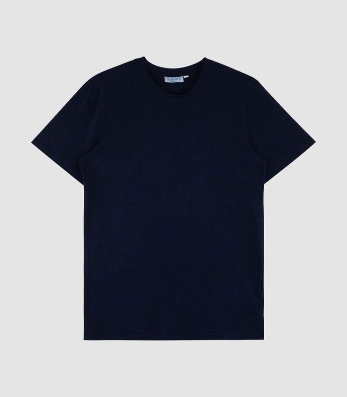 Knitted T-Shirt - Korte Mouw - Navy / Donkerblauw - Regular Fit - Excellent Katoen image number 4