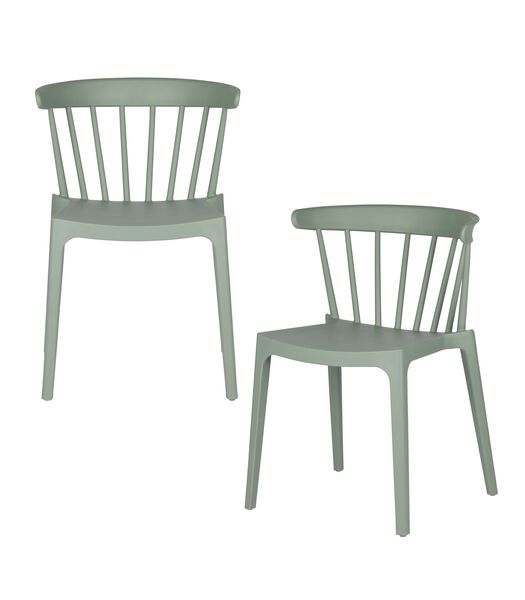Lot de 2 chaises d'interieur et d'exterieur - Plastique - Vert - 75x52x53 - Bliss