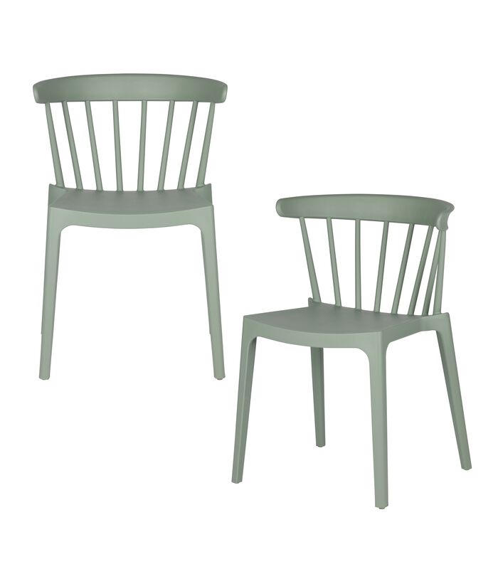 Lot de 2 chaises d'interieur et d'exterieur - Plastique - Vert - 75x52x53 - Bliss image number 0