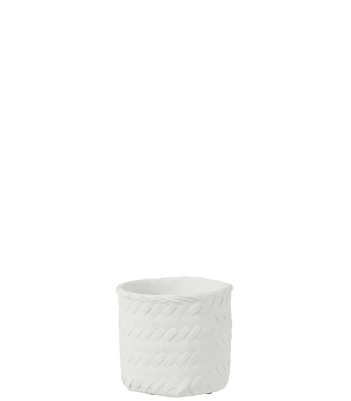 Cache-Pot Imitation Tissage Ciment Blanc Medium image number 0