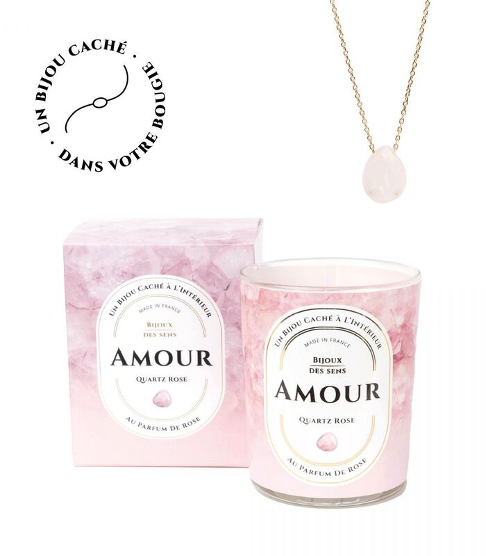 Amour - Bougie Fragrance Rose et Collier Doré Quartz image number 1