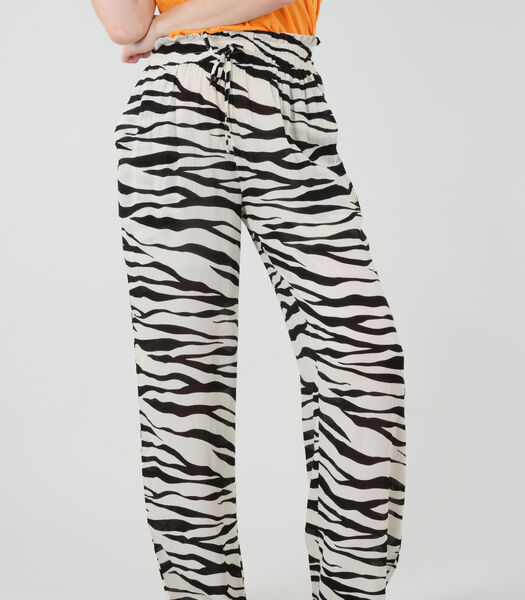 BEATINA - Vloeiende broek met zebrapatroon
