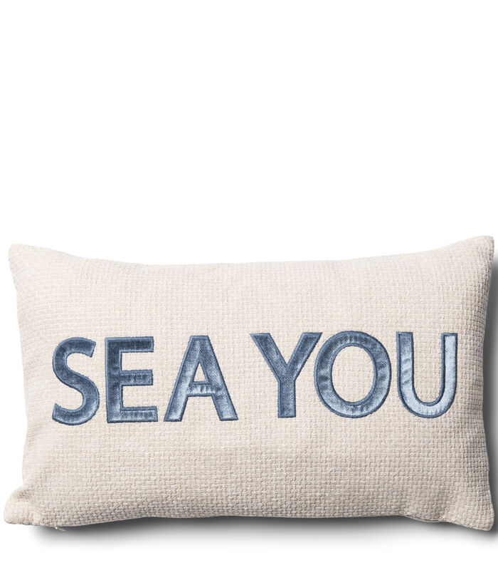 Sea You - Housse de coussin 50x30 Blanche et bleu image number 0