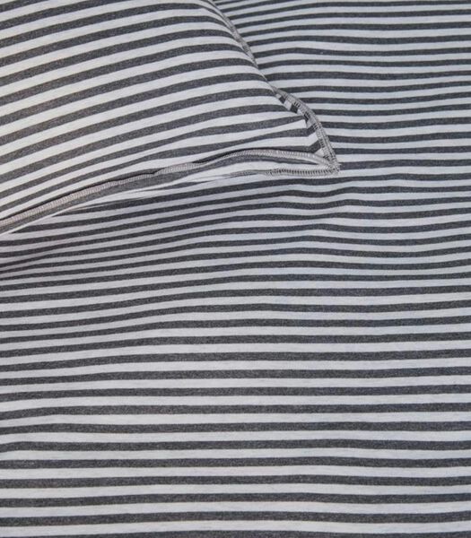 Housse de couette Comfy Stripe Grey Jersey de coton