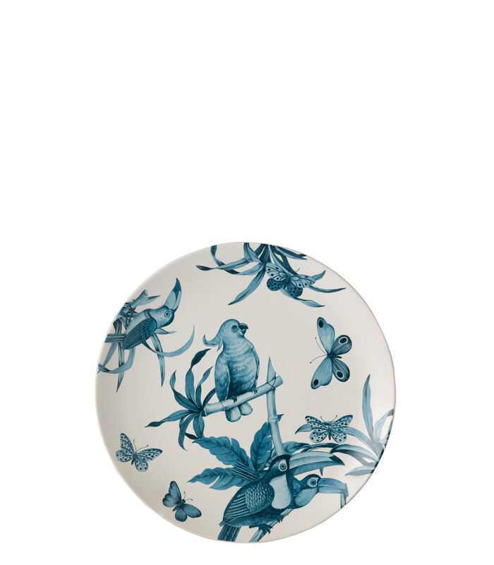 Plat Rond Oiseaux Ceramique Blanc/Bleu image number 0