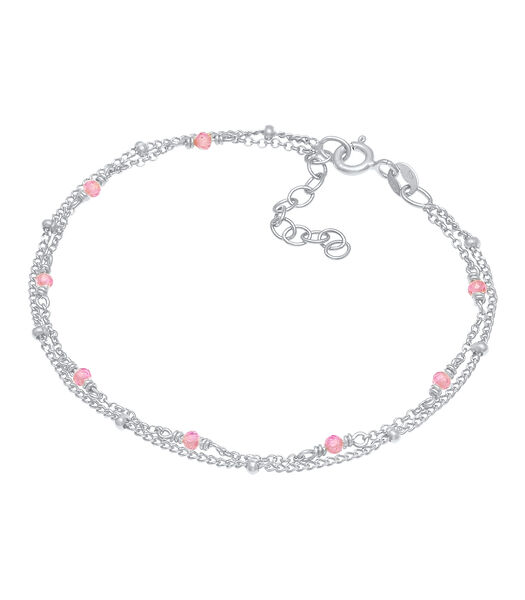 Bracelet Chaîne De Boules Pour Dames Rose Filigranée Avec Des Perles De Quartz En Argent 925