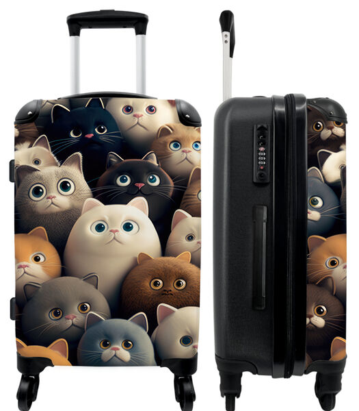 Bagage à main Valise avec 4 roues et serrure TSA (Chats - Animaux - Chat - Design)