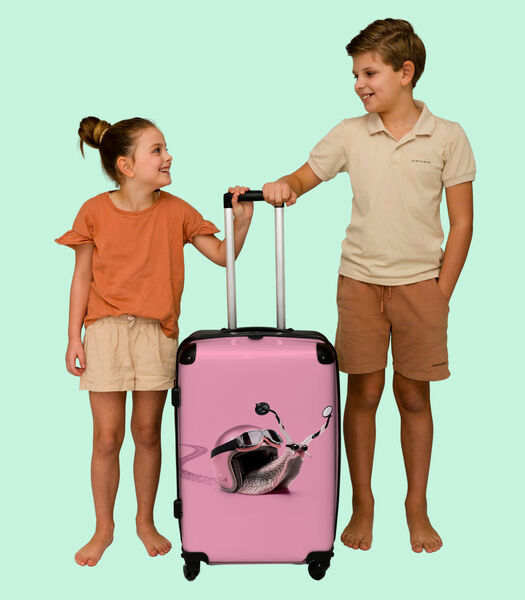 Handbagage Koffer met 4 wielen en TSA slot (Slak - Roze - Meisjes - Racen)