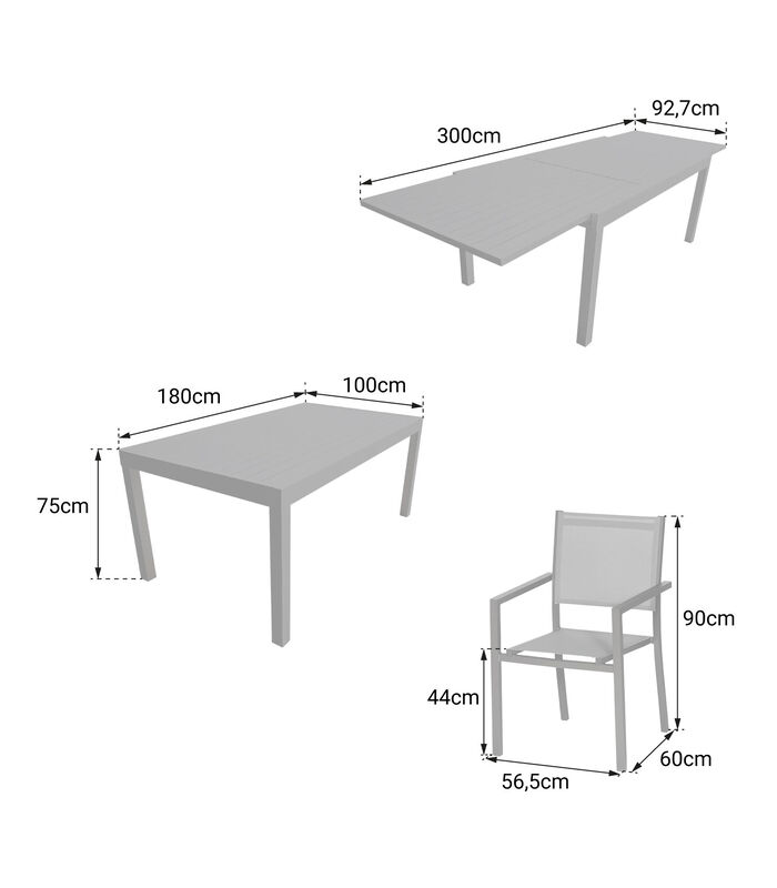 VENEZIA Verlengbare tuinset 180/300 in grijs textilene 10 zitplaatsen - aluminium antraciet image number 3