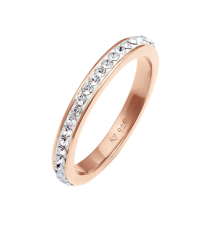 Ring Dames Bandring Sprankelend Elegant Met Kristallen In Verguld 925 Sterling Zilver image number 4