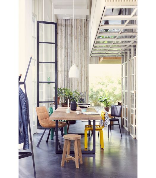 Omerta - Table de salle à manger - rectangulaire - 180cm - mangue - naturel - pied en U en acier - laqué noir