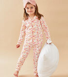 Bio katoenen 2-delige pyjama met bloemetjes, ecru/roos image number 0