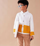 Tweekleurige cardigan, wit/geel image number 0