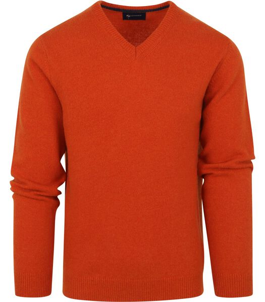 Pullover Wol V-Hals Oranje