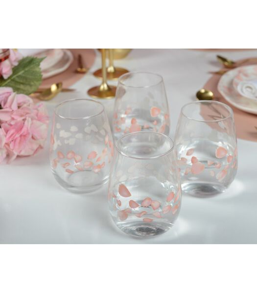 Set de 4 verres motif 400ml PETALE DE ROSE