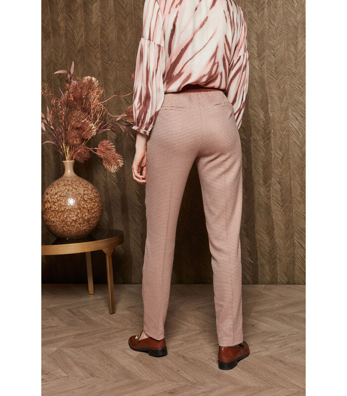 Vlotte broek met smallere pijpen in zachte carreauprint image number 1