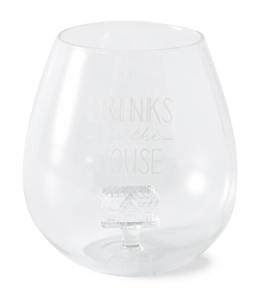 Waterglas gegraveerd tekst, Drinkglas, - Drinks On The House - 611 ml