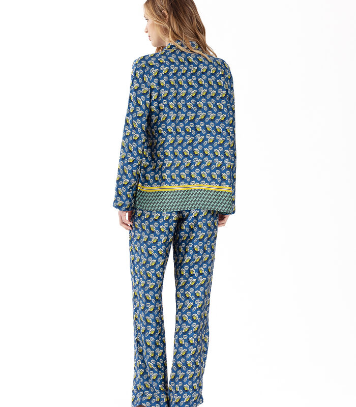 Pyjama met knopen van ecru viscose met print ZOÉ 606 image number 3