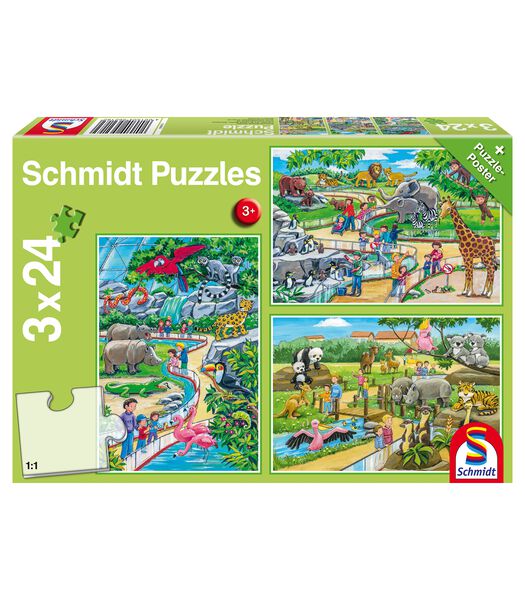 puzzel Een dagje dierentuin - 3 x 24 stukjes - 3+