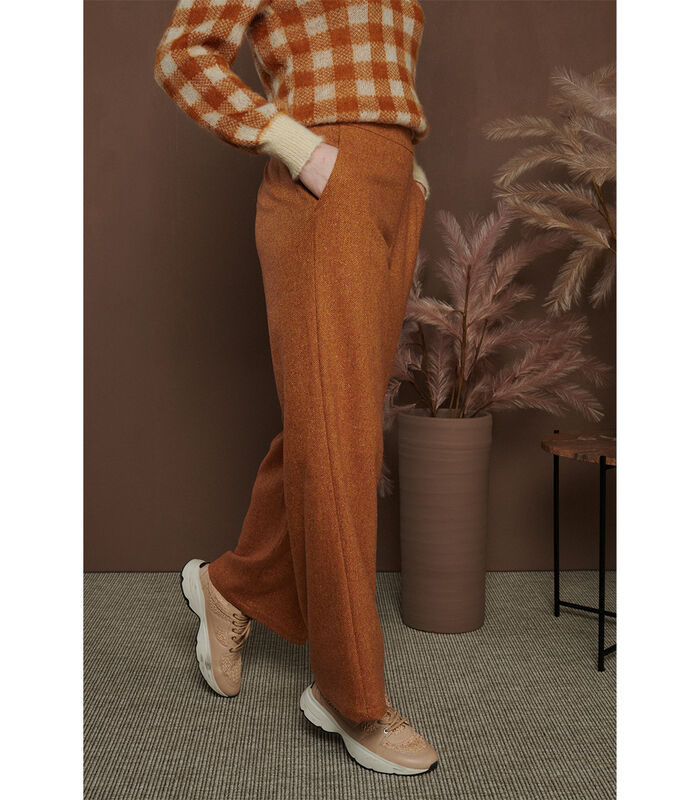 Pantalon en tweed rouge-marron à motif chevrons image number 0