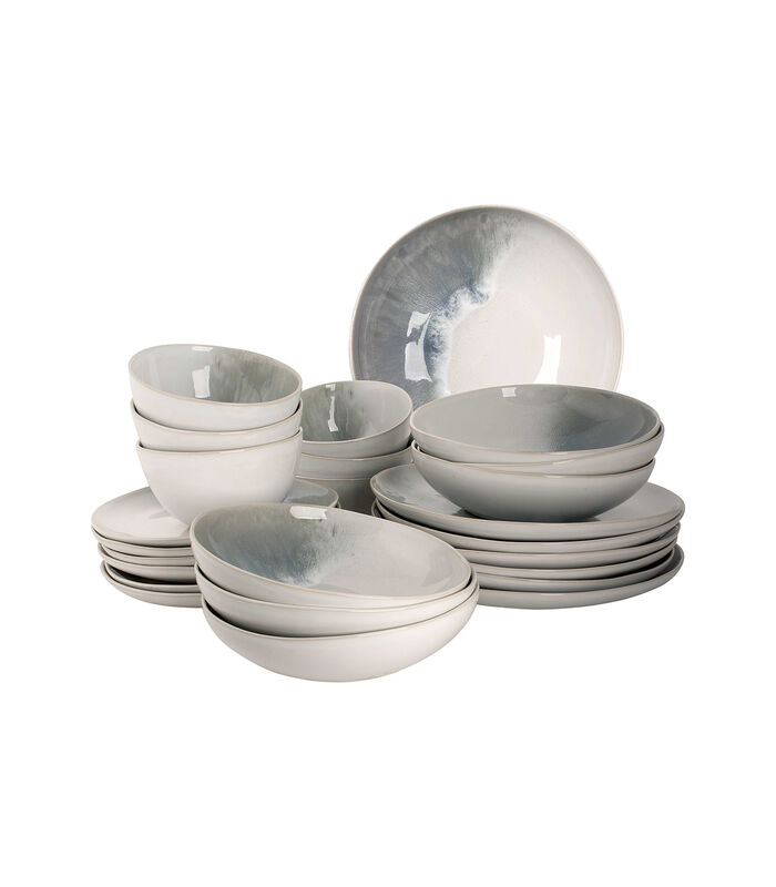 Serviesset Nordic Stoneware 6-persoons 24-delig Wit Groen image number 0