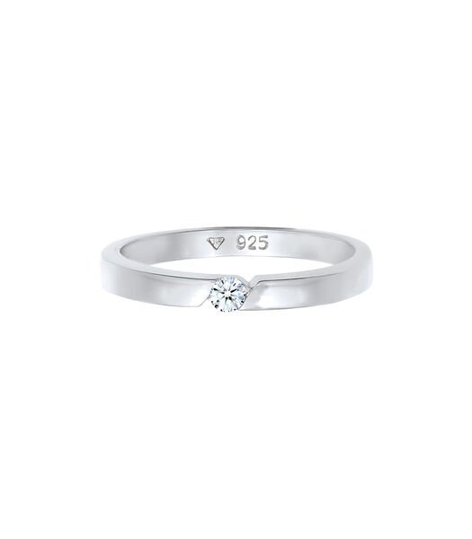 Ring Dames Verloving Elegant Klassiek Met Diamant (0,06 Kt.) In  925 Sterling Zilver