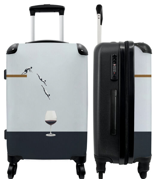 Handbagage Koffer met 4 wielen en TSA slot (Abstract - Duiken - Wijnglas - Mannen)