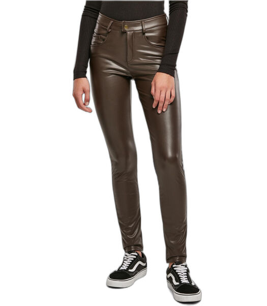 Pantalon cuir synthétique taille moyenne femme