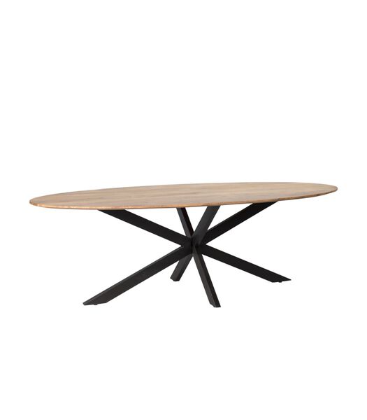 Nordic - Table de salle à manger - acacia - naturel - ovale - L 180cm - pied araignée - acier laqué