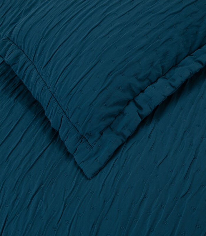 Set couvre lit 1 personne Leron 180x260 cm Bleu pétrole  (1 couvre-lit, 1 taie d'oreille) image number 2