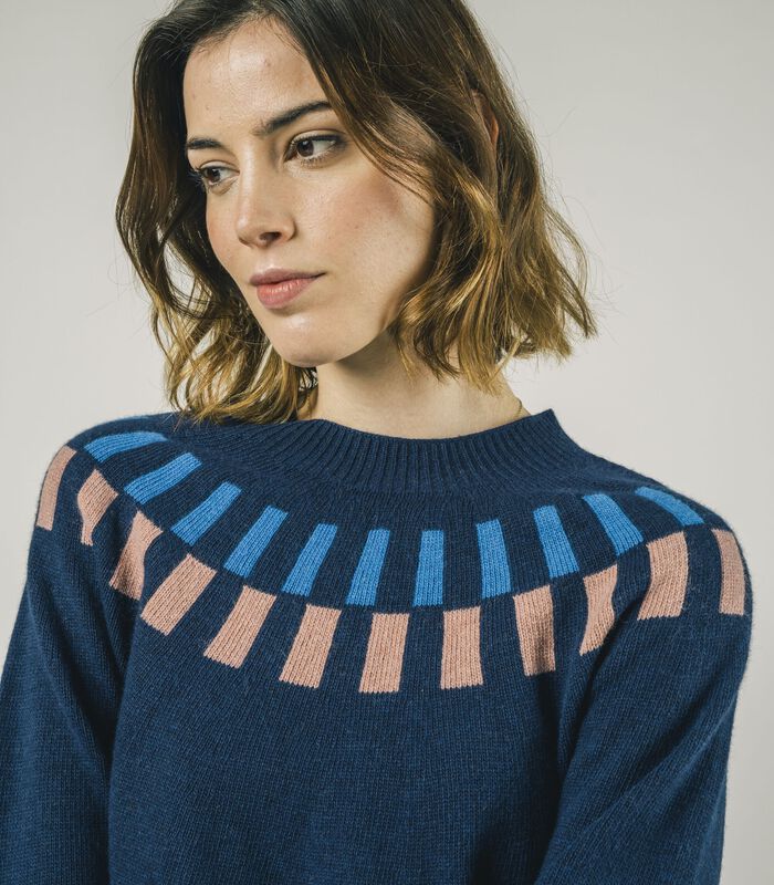 Cube Jacquard Sweater Navy image number 0