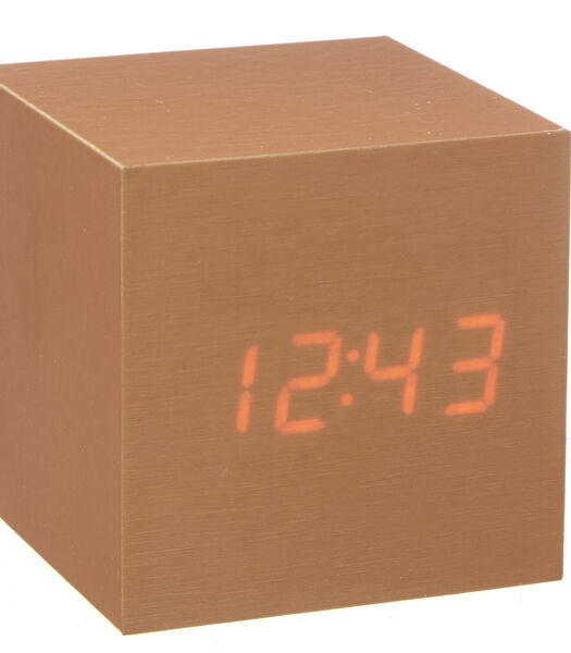 Cube click clock Wekker - Koper/LED Rood