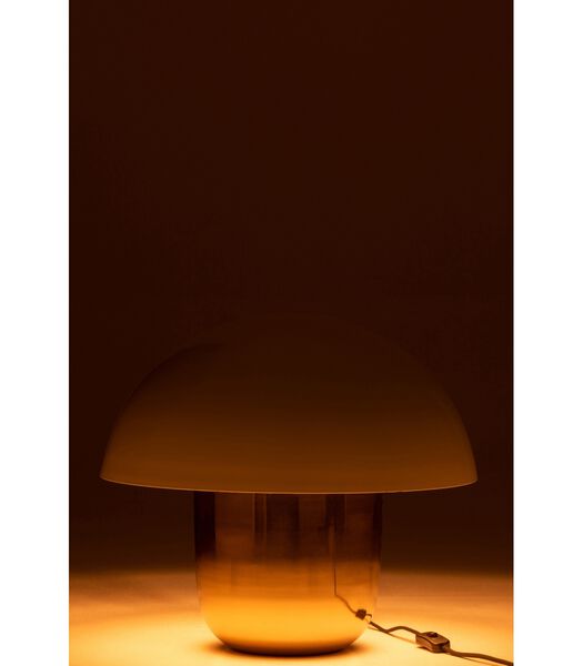 Toadstool - Tafellamp - paddenstoelvorm - groot - wit - goud - ijzer - 1 lichtpunt