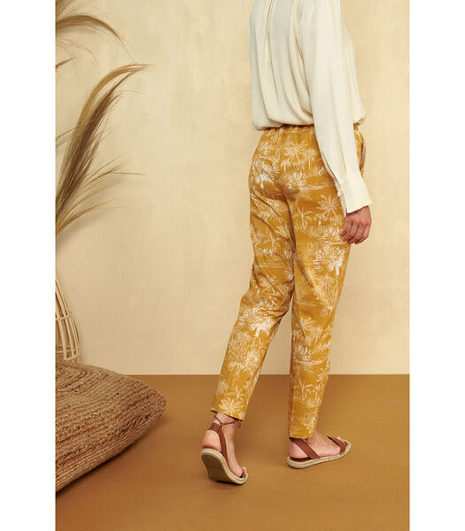 Trendy homewear broek in goudkleurige jungleprint