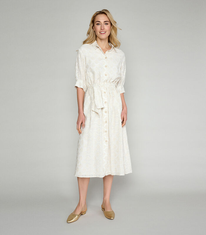 Losvallende jurk in beige jacquard image number 0